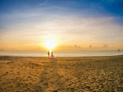 Couple getting married on the beach