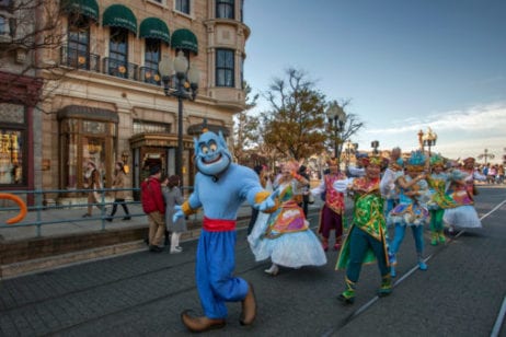 Disney characters parading down main street